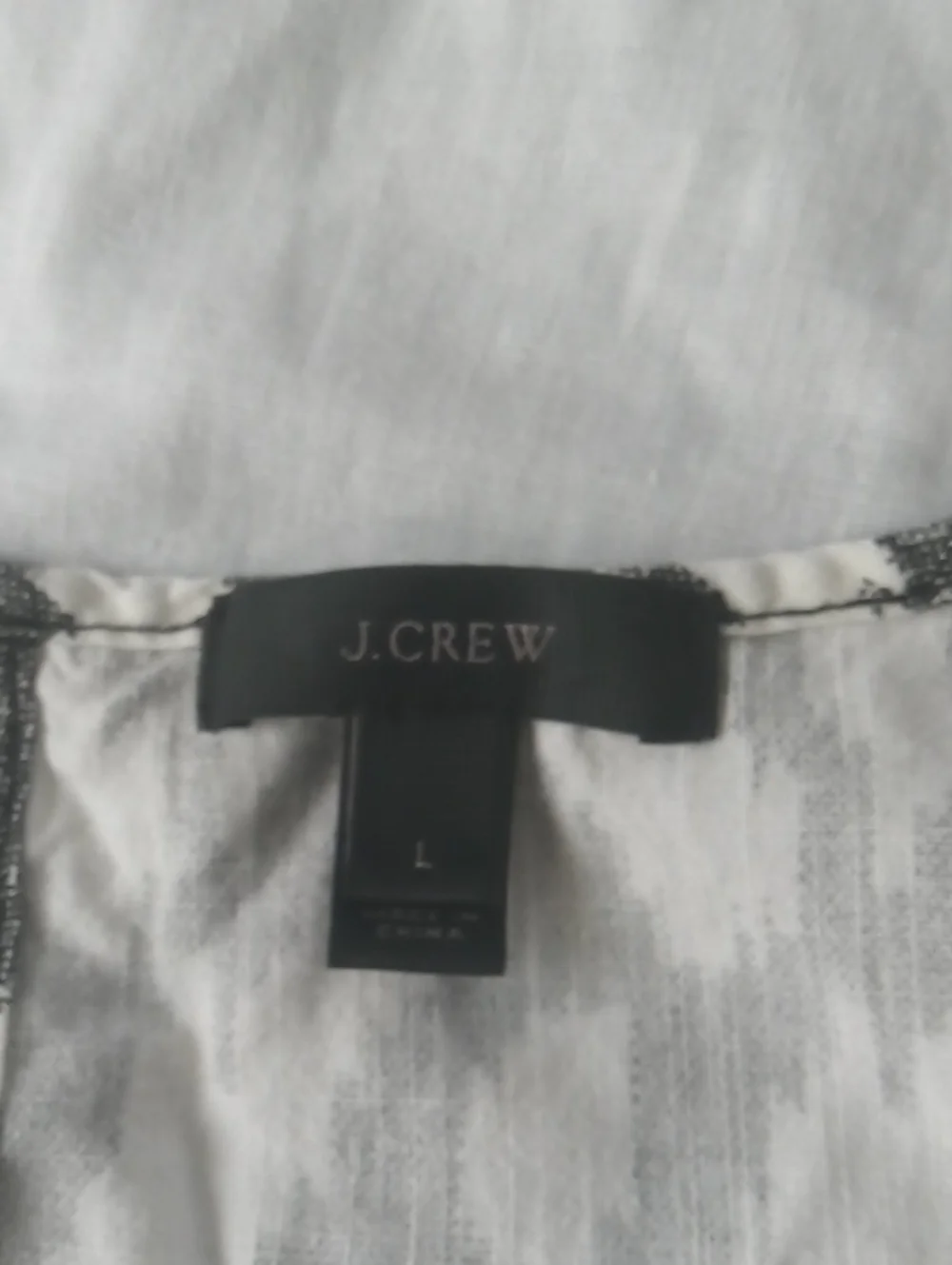 J Crew Gray and White Printed Drawstring Waist Women's Romper L